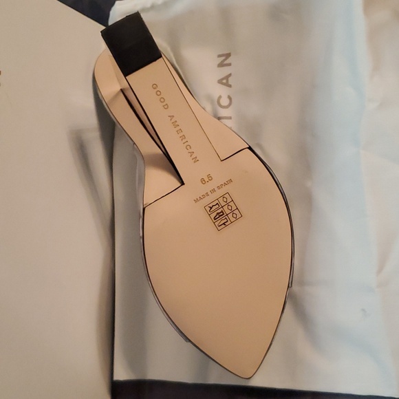 NWT GOOD AMERICAN SILVER MIRROR BLOCK HEELS - Picture 7 of 10